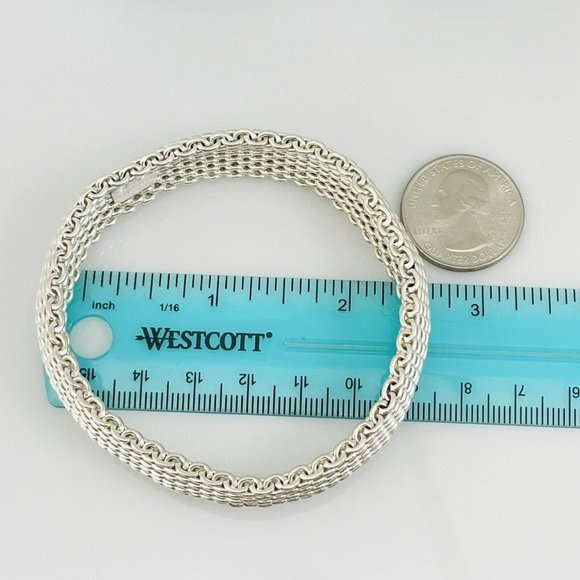 7.5" Tiffany & Co Somerset Flexible Mesh Weave Bangle Bracelet Sterling Silver - Picture 5 of 6